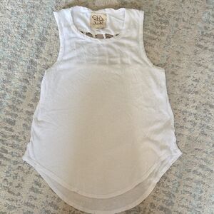 Chaser White Layered Scoop Neck Tank